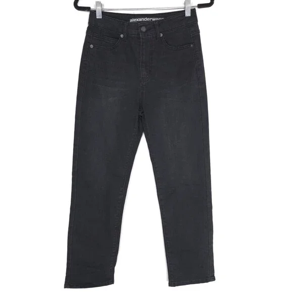 ALEXANDER WANG Jeans Bite High Rise Black Straight Leg Cotton USA Made Size 27