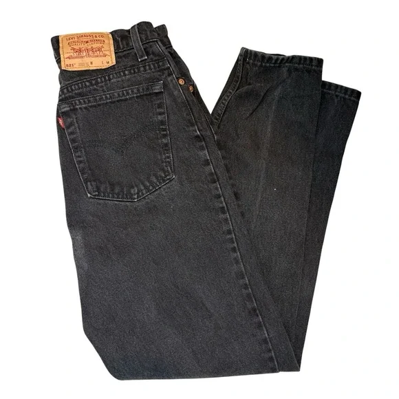 Vintage 1995 Levi's Black Tapered Leg 521 Sz 10 Med 02 1995 Waist 28