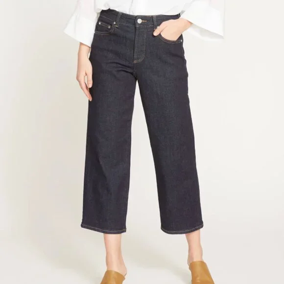Universal Standard Bae Boyfriend Jeans Womens 16 Blue Dark‎ Wash Cropped