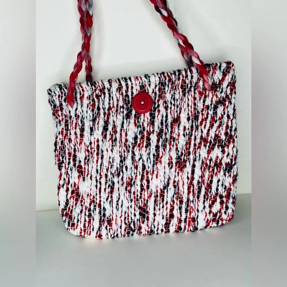 ORIGINAL HANDMADE woven shoulder bag tote purse zip top