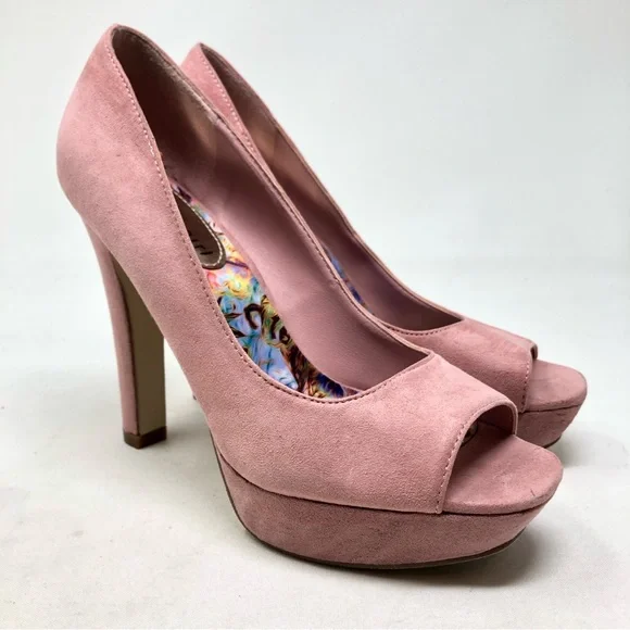 Madden Girl Open Square Toe Blush Pink Platforms Size 7