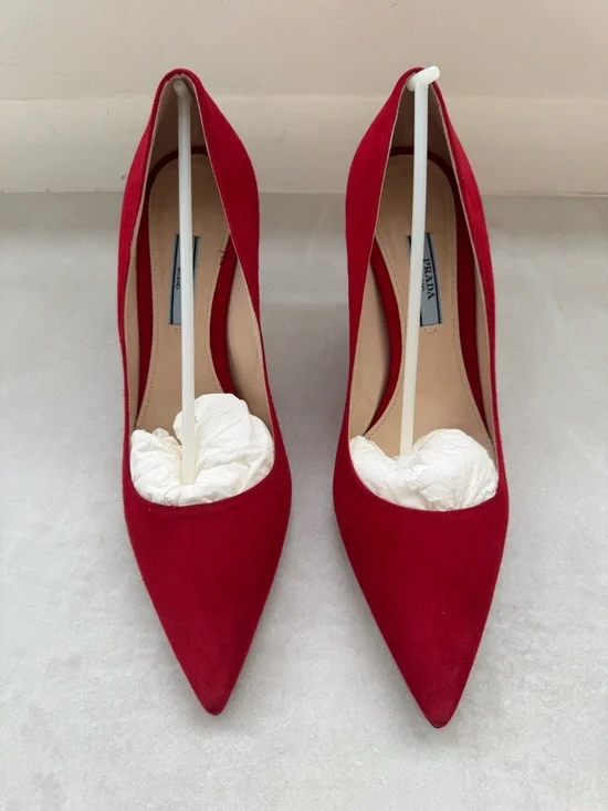 Prada Red Suede Pointed Toe Pumps