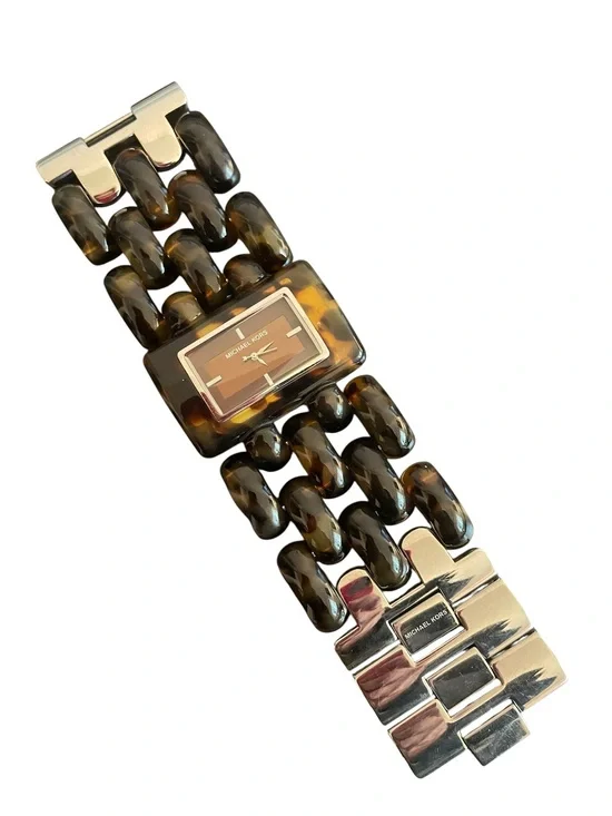 Michael Kors Tortoise Shell Resin Triple Link Chain Bracelet Watch MK-4152