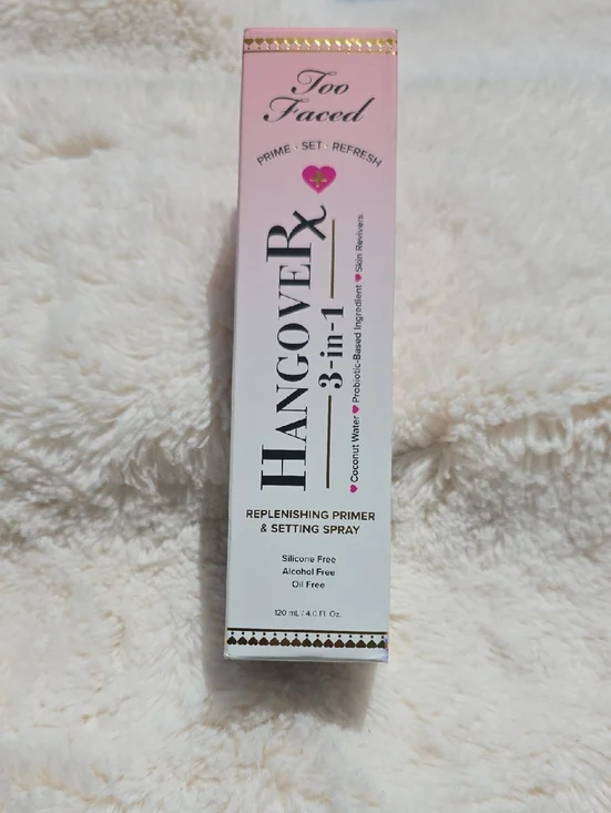 Too Faced Hangover 3-in-1 Replenishing Primer & Setting Spray - Pink/White/Gold