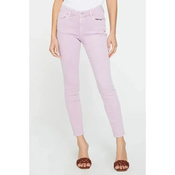 Dear John Denim High Rise Raw Ankle Skinny Jeans Pink Purple Size 24
