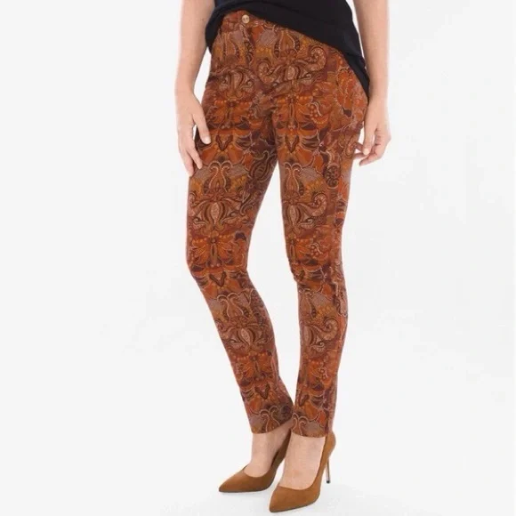 Chico’s Paisley Print High Rise Platinum Jeggings Jeans Sz 8