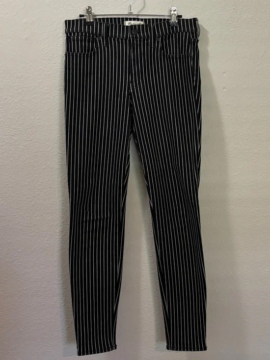 Madewell 9-Inch-High Riser Skinny Skinny Jeans Black White Stripe Size 28