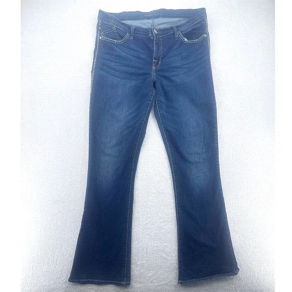 Rock & Republic KASANDRA Bootcut Jeans 14 Blue Dark Contrast Stitch Western