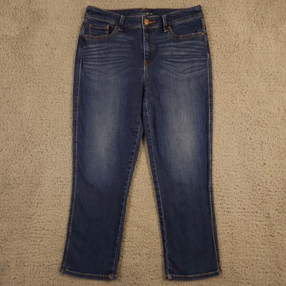 Chicos Jeans Women 00 US 2 Blue The Platinum Crop Stretch Dark Wash Denim Casual
