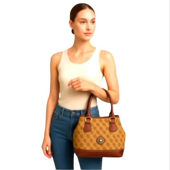 Dooney & Bourke Tan and Brown Shoulder Bag