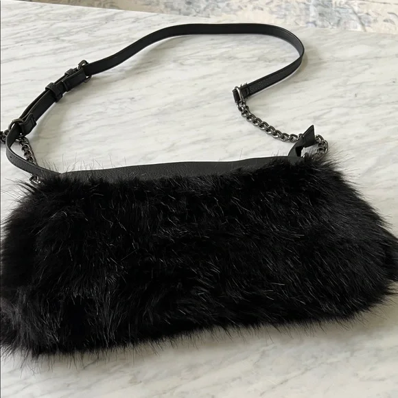 Elegant Black Faux Fur Women’s Crossbody Bag Purse