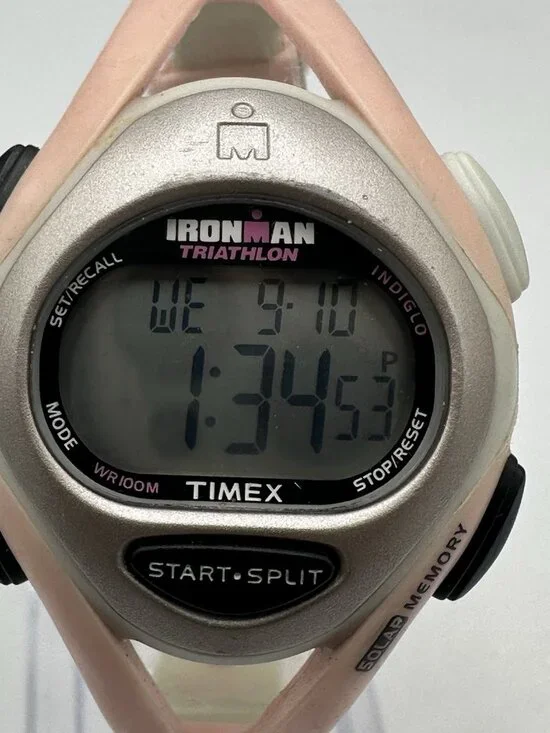 Timex Triathlon Ironman Digital Watch Women Pink Indiglo Dial New Battery 9
