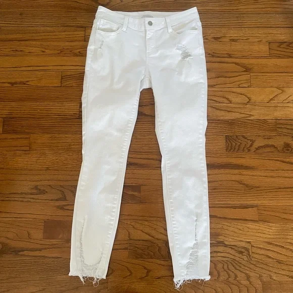 JCPenney Project Runway White Denim Distressed Skinny Jeans Women’s Size 2