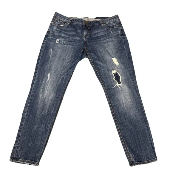 Kut from the Kloth Ankle Straight Leg Jeans‎ Size 14/37x28 Distressed