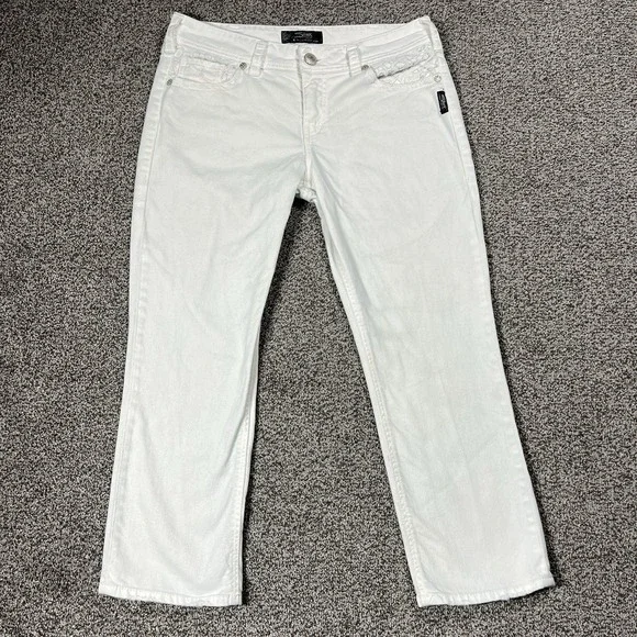 Silver Jeans Womens 31 White Suki Mid Capri 25