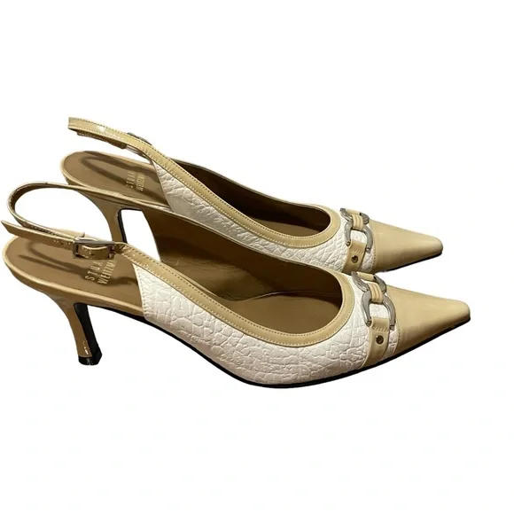 Stuart Weitzman Ivory Cushy Calfskin Heels Pumps‎