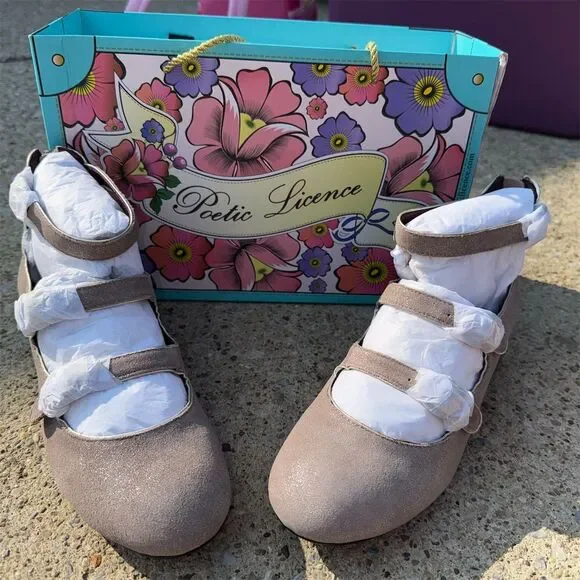 Poetic‎ Licence Baby Feet Womens Dress Shoes Gray Floral Size 8