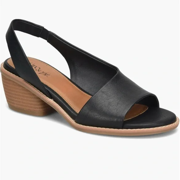 EUROSOFT Cadwell Slingback Women Black Sandals, Block heel, size 6.5