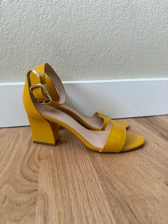 Kate Spade Leather Susane Golden Yellow Heel Strappy Sandals Women’s 7.5