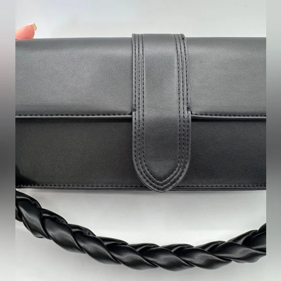 Moda Luxe Black‎ Vegan Leather Violet Crossbody Handbag 11”LX3.5”WX5.5”H NWT