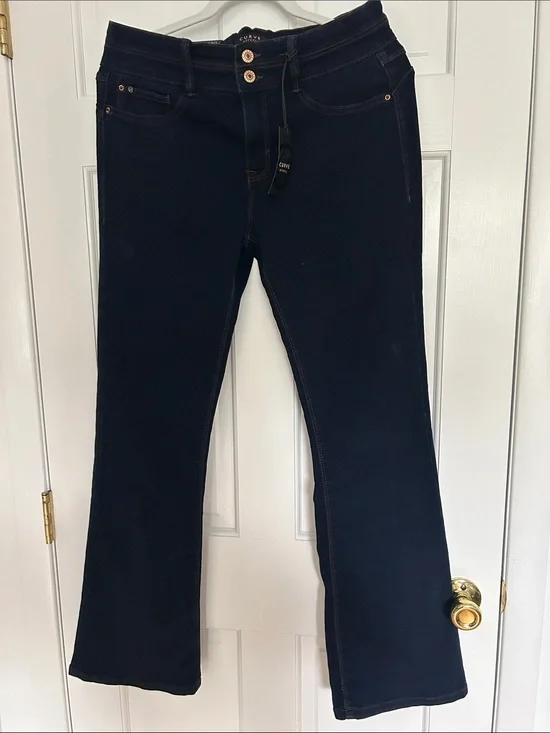 Curve Appeal Bootcut Jeans Dark Wash Double Button Size 10/30