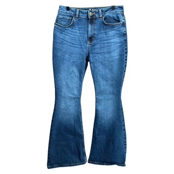 Lee Heritage Flare Jeans Womens 10 Blue High Rise Slim Fit Y2K