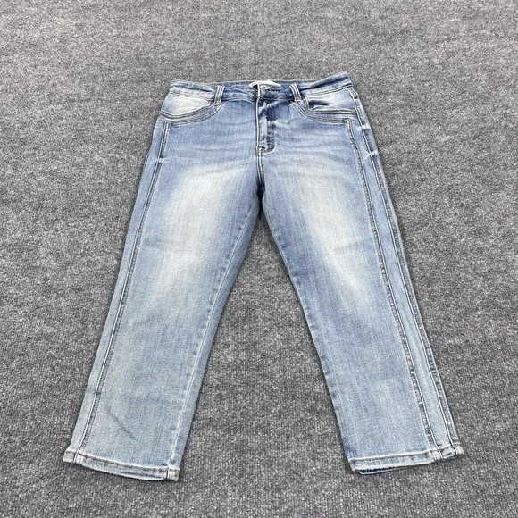 KanCan Jeans Womens 28 Blue Light Wash Cropped Relaxed Stretch Mid Rise Denim