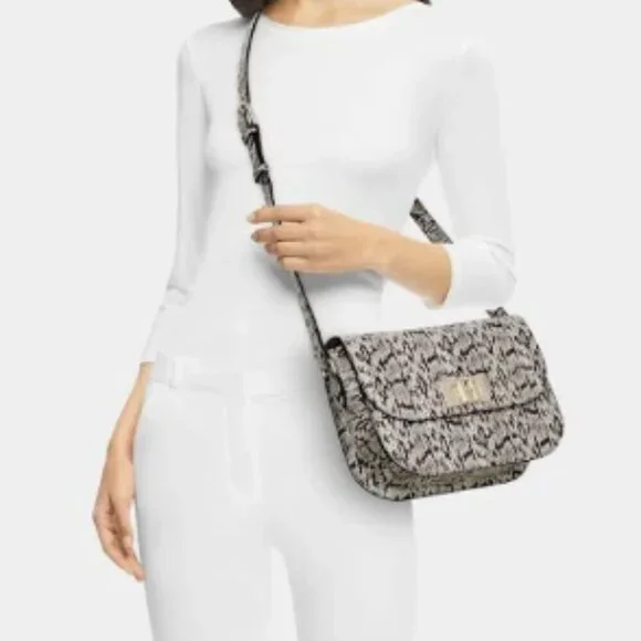 NWT！NEW！Furla 1927 Shoulder Bag Snakeskin Print Leather Made In Italy Women
