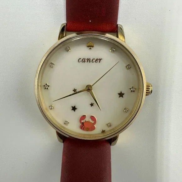 Kate Spade Zodiac Watch Women Gold Tone Cancer Crab Dial New Battery