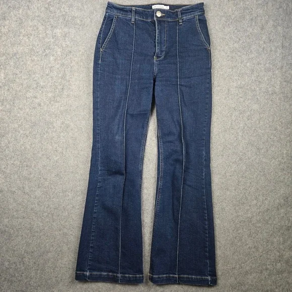 Avec Les Filles Flare Jeans Womens 26 Blue High Rise Front Seam Chic Boho 70s