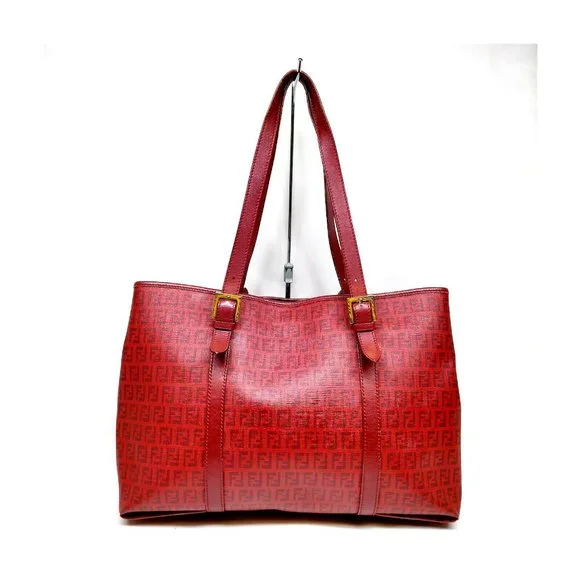 AUTHENTIC Fendi Tote Bag Red PVC