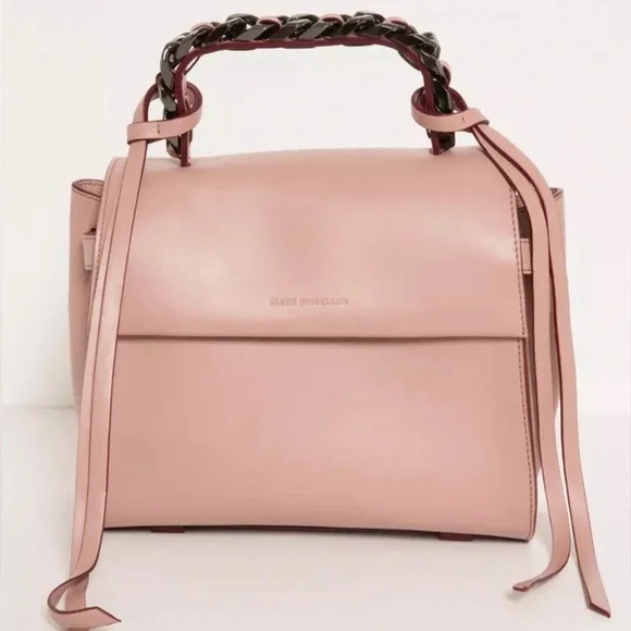 ELENA GHISELLINI Blush Leather ANGEL S Sensua Gunmetal Chain Handbag