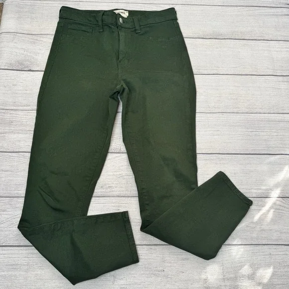 L'Agence Margot Skinny High Rise Jeans Moss Green Size 27