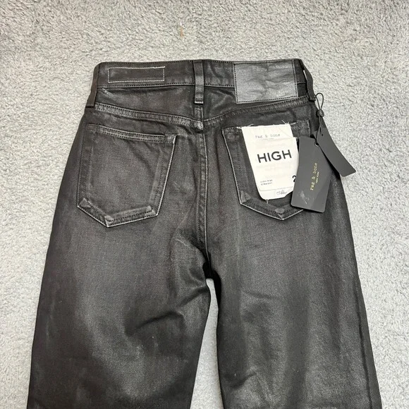 Rag Bone Jeans Womens 24 Worn in Balck Alex High Rise Straight Black NEW