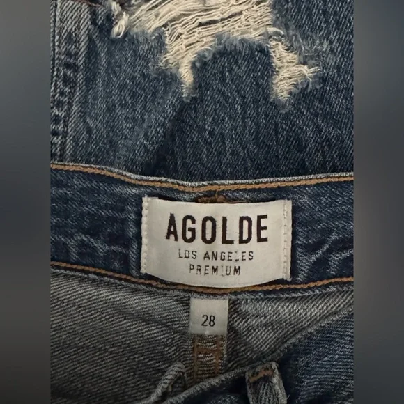 AGOLDE Jamie High-Rise Distressed Jeans / Grade Wash / Size 28