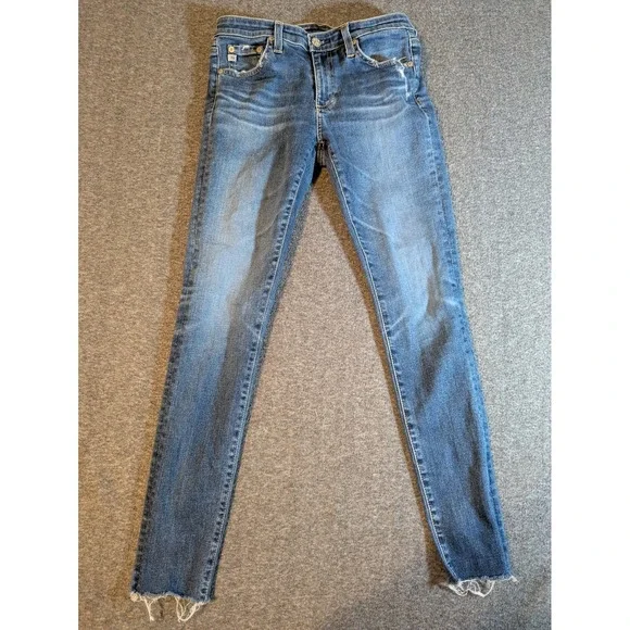 AG‎ Adriano Goldschmied Jeans Women's The Legging Ankle Medium Wash 26R Raw Hem