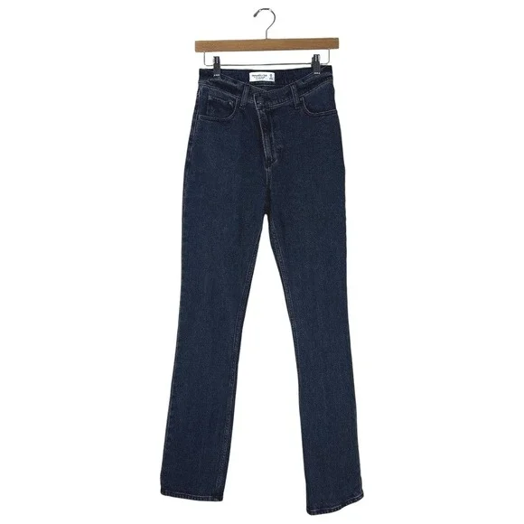 Abercrombie & Fitch The 90s Slim Straight Criss Cross Waist Jeans Black Size 0
