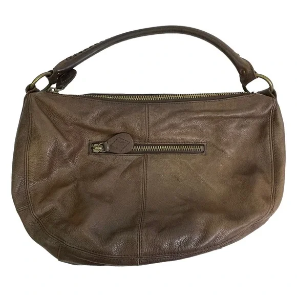 Vintage Eddie Bauer Brown Pebbled Leather Handbag Women Lined Purse Shoulder Bag