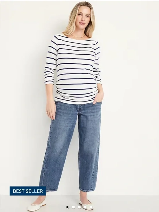 Old navy Maternity Full Panel Barrel Ankle Jeans in pansy size 6