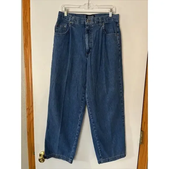 Frayed Brand Womens Mom Jeans High Rise Bootcut Denim Pants Relaxed Size 31