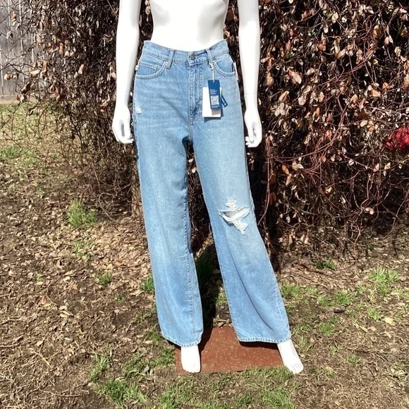 NWT Lovers + Friends Lawrence Distressed High Waist Slouchy Flare Jeans
