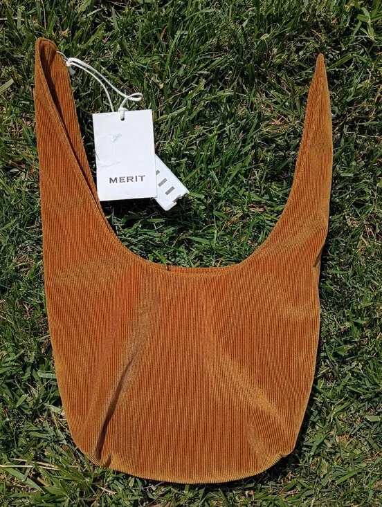 NWT MERIT Beauty Signature Corduroy Mini Bag - Warm Brown