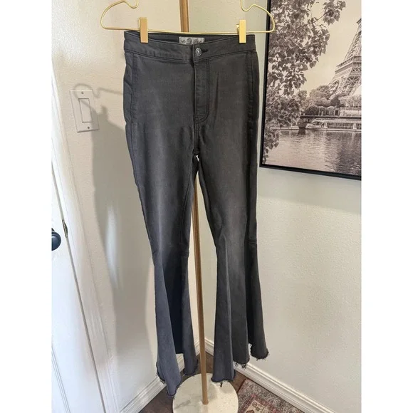 Free People We The Free Just Float On Flare Jeans Faded Black High Rise Size 24