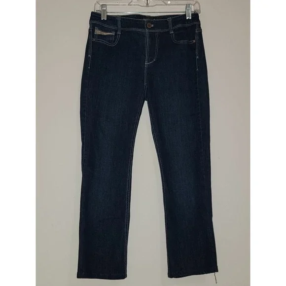 White House Black Market Cropped Dark Wash‎ Denim Jeans Women's Waist 32