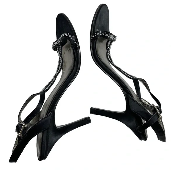 UNLISTED BLACK HEELS WITH RHINESTONES, SIZE 7