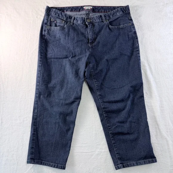 Tommy Hilfiger Jeans Mid Rise Skinny Crop Dark Wash Blue Denim Size 18