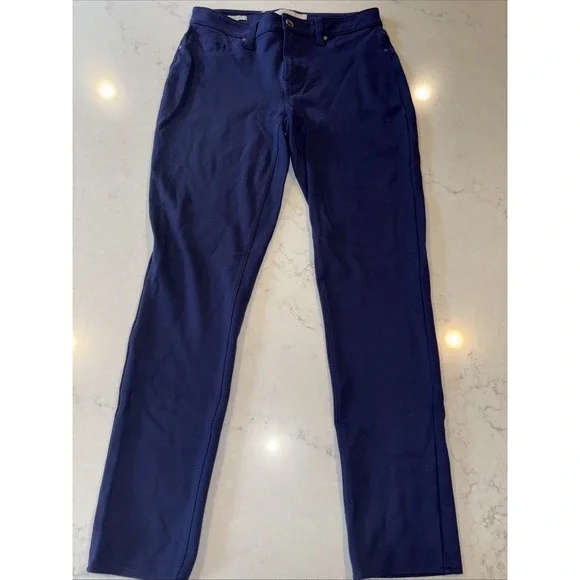 Calvin Klein Jeans Womens 6 Leggings Purple Mid Rise Stretch Front Button Zip CK