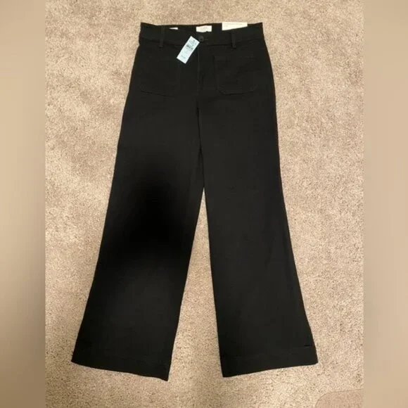 LOFT Black Palmer wide leg Mid-Rise Jeans NWT