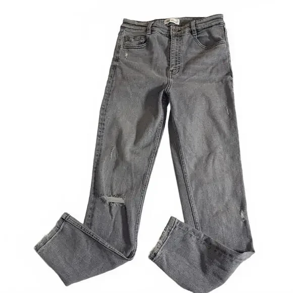 ZARA Distressed Y2K skinny Jean 26 x 28 Light Gray. Trendy Vintage Grunge