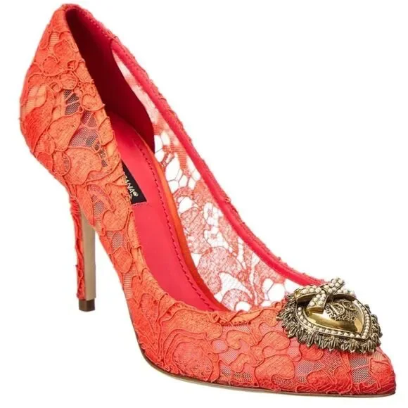 DOLCE&GABBANA Taormina lace pumps‎ with Devotion heart